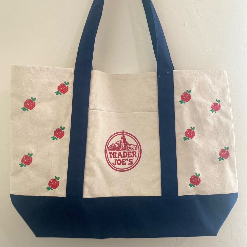 NWT Trader Joe’s  Canvas Tote with embroidery - Picture 3 of 9